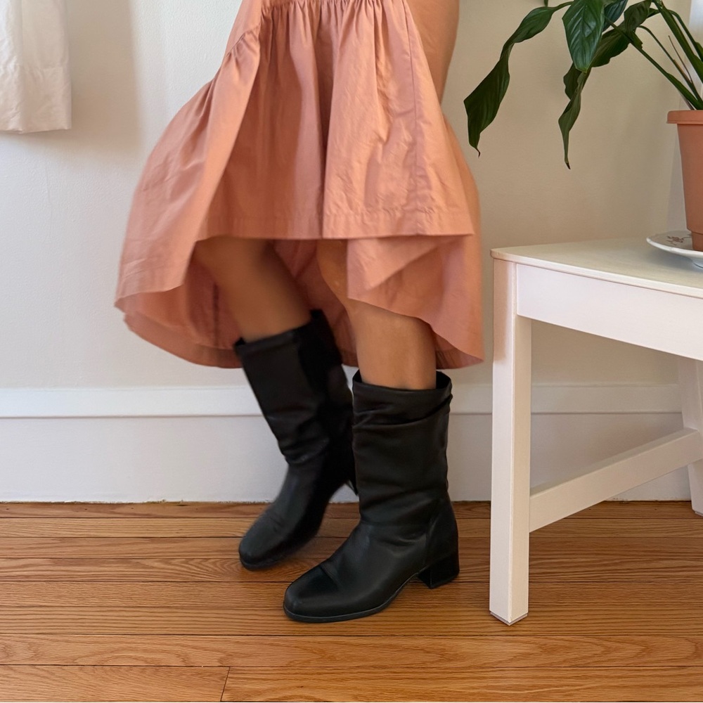 Cabela’s Shirred Block Heel Mid Calf Wide Black Boots Made In Canada Size 7 - Picture 5 of 15